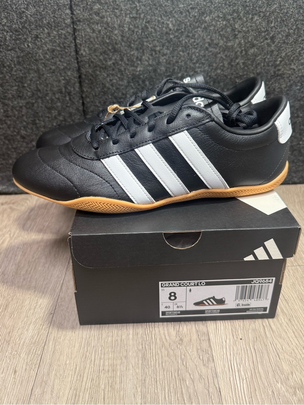 Adidas Women's size 8 Grand Court Lo JQ9684 Black 3-Stripes Lace-Up Sneakers NEW - Picture 2 of 7